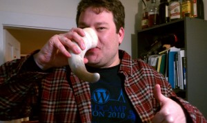 Edmund enjoys drinking horn